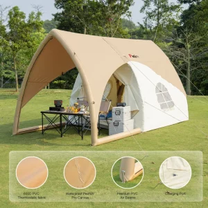 Tenda Camping Inflatable Tahan Air untuk 3-4 Orang, Tenda Glamping Luar Ruangan