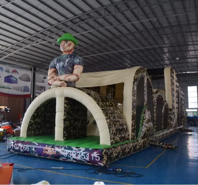 Curso de obstáculos inflable de 0,2 mm de PVC, bomba eléctrica, 12 pies, resistente a la intemperie y duradero, juegos deportivos para uso exterior