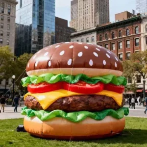 Waterproof Inflatable Hamburger Model 8-10ft for Outdoor Food Themed Event Decorations Promotions