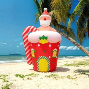 Waterproof Inflatable Santa Claus Durable Bathing Santa Claus Inflatable Advertising Model for Inflatable Christmas Decoration