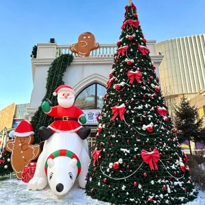 Pai Natal Inflável à Prova de Vento em Urso Polar Decoração de Natal