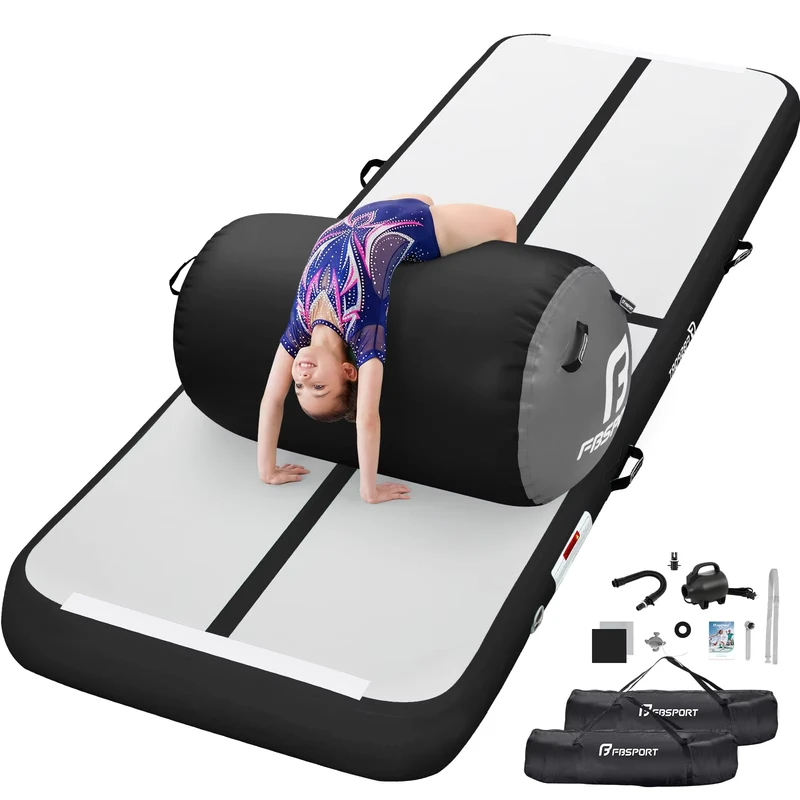 Tapete de Ar Inflável em PVC à Prova d'Água 10ft12ft - Tapete de Ginásio Antiderrapante com Rolos de Ar para Treino de Equilíbrio Interior e Exterior