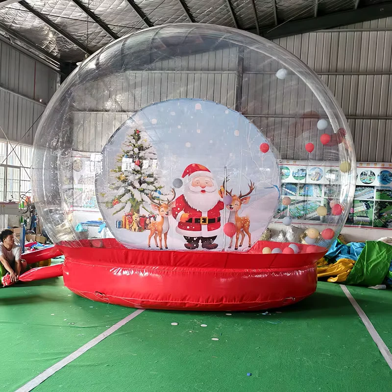 防水PVCインフレータブルクリスマス雪テーマキャッスル アウトドアホリデー広告用 電動エアポンプ付き