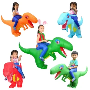 Waterproof Ride On Dinosaur Inflatable Costume for Kids T Rex Halloween Cosplay Mascot Unisex
