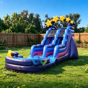 Cầu trượt nước Galaxy Commercial Star Inflatable với hồ bơi phun nước cho thuê