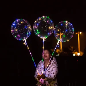 Decoración de Boda, Globo Inflable BOBO Brillante con Luces LED, Globos LED Burbuja