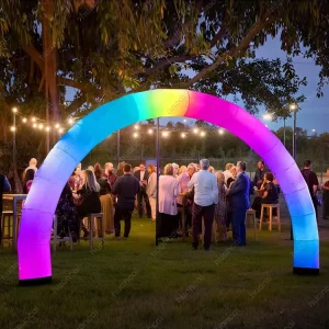 Wedding Entrance Candy Arch Balloon Decoration LED RGB Colorful Light Arch Event Advertising Inflatable Archway