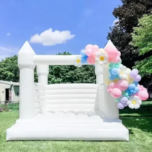 Wedding Jumper Bouncy Castle Commercial Kids Jumping Bed with Blower White Inflatable Bounce House for Outdoor Fun Sports