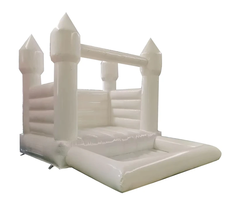 Castelo Mini Inflável para Casamento, Casa de Saltos Branca Pequena, Escorrega e Piscina de Bolas para Crianças