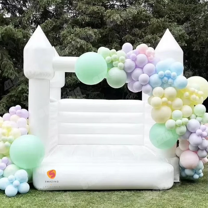 Castillo Inflable para Fiestas de Boda, Castillo Saltarín Blanco, Pelotas de Juguete Inflables Blancas