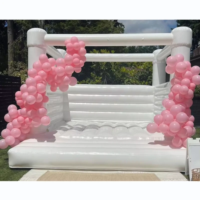 Bruiloft Feest Opblaasbaar Kasteel Springkasteel Volwassenen Pastel Kleur Witte Springkasteel Commercieel Springkasteel