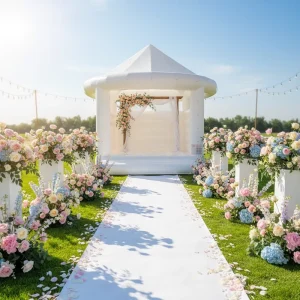 Wedding Party Rental Elegant Commercial High Quality Inflatable White Bouncy Castle Bounce House for Event Company