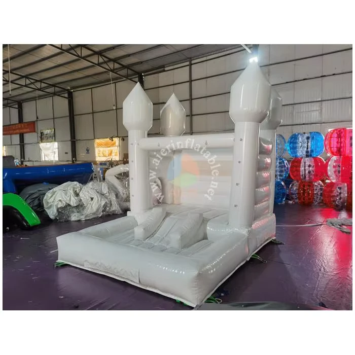 Location de fête de mariage château gonflable blanc élégant avec toboggan et piscine à balles pour enfants