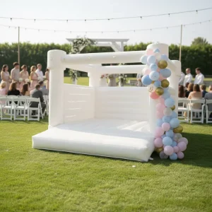 Casa de Rebote Inflable Gigante Blanca para Bodas, Capacidad para 10 Personas, 1000 lbs, Grado Comercial para Fiestas, Interior y Exterior