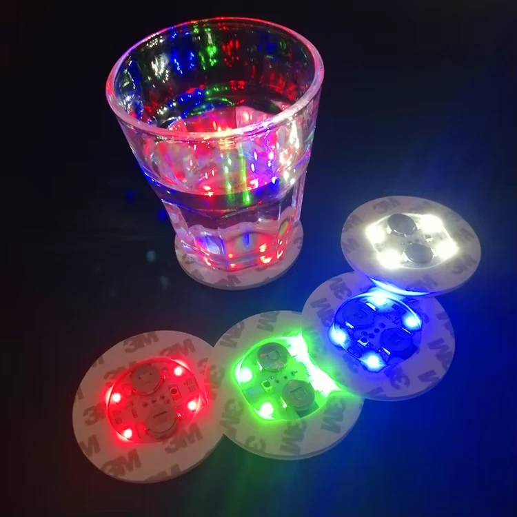 결혼식 나이트클럽 플래싱 프로모션 파티 용품 LED 라이트 스티커 코스터