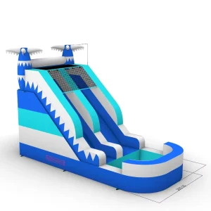 Wet Dry Tropical Wave Water Slide Inflatable Kids Party Waterslide with Plunge Pool