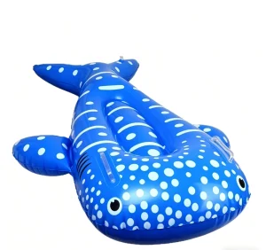 Whale Shark Inflatable Pool Lounger Durable PVC Float with Handles for Summer Beach