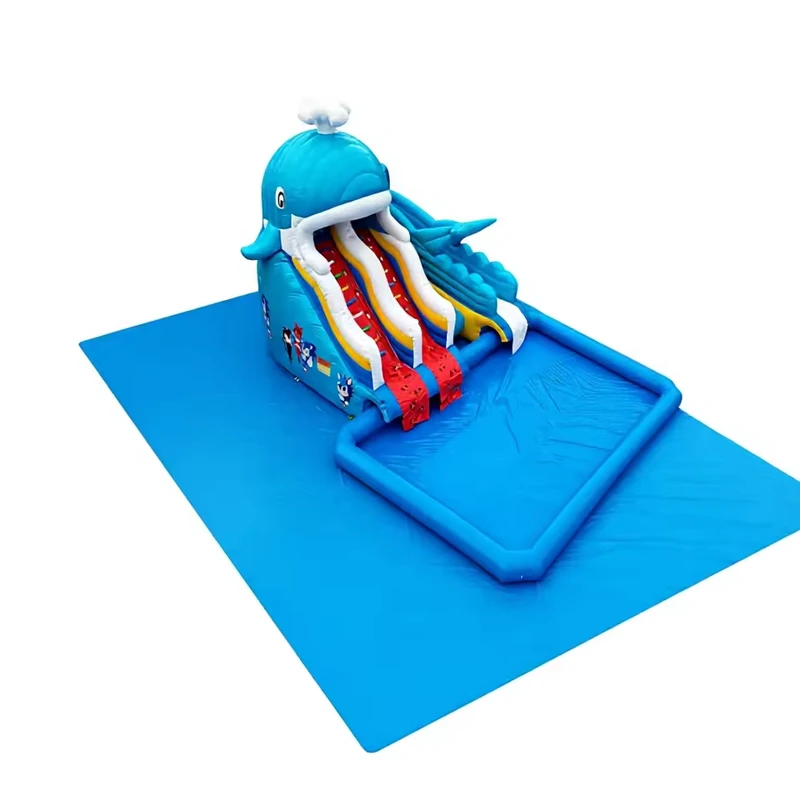 Whale Themed Outdoor Inflatable Water Slide for Summer Amusement Fun Water Park Facility