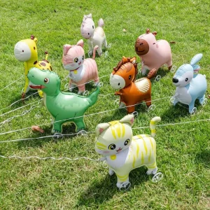 Met Wielen Rollende Dier Folie Ballon Assortiment Olifant Koe Dino Hond Mylar Ballon Aangepast Logo Feestbenodigdheden