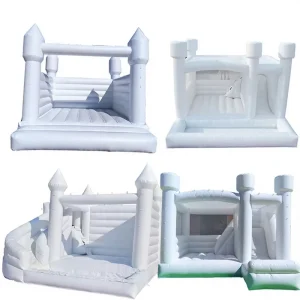 White Bouncy Castle 13×13 Ft Pastel Modern 8×8 Mini White Bounce House With Ball Pit and Slide