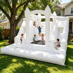 White Bouncy Castle Inflatable Wedding Bouncer Double Slides Combo Commercial Bounce House for Party