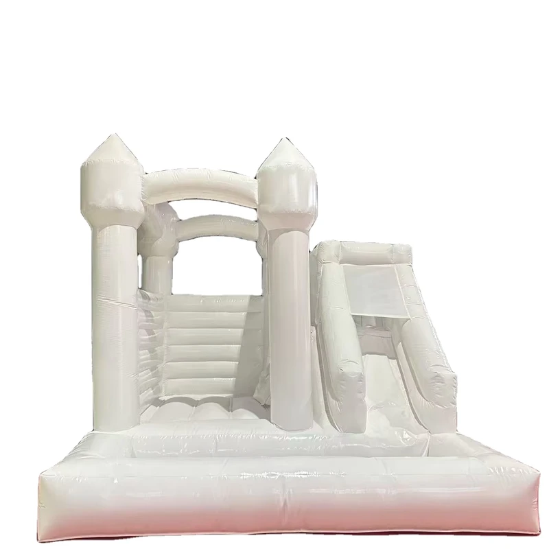 Castello Gonfiabile Bianco in PVC 0,55mm per Matrimoni e Bambini, Casa Gonfiabile Personalizzata con Logo e Colore