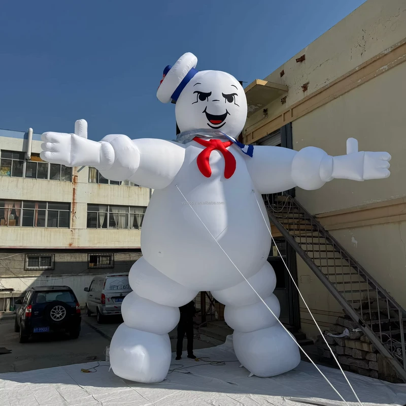 White Giant Inflatable Navy Marshmallow Man Character Model for Advertising Decoration