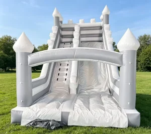 White Grey Inflatable Slide Wedding Inflatable Dry Slide Bounce House