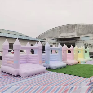 White Inflatable 100% PVC Bounce House with Slide for Outdoor Weddings and Parties Easy Setup 3 Person Capacity