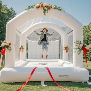 Castillo Inflable Blanco para Bodas, Castillo de Salto Personalizado para Eventos de Bodas