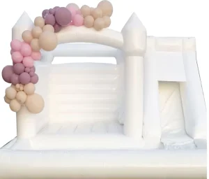 Château gonflable combo blanc, château gonflable avec fosse à balles à vendre