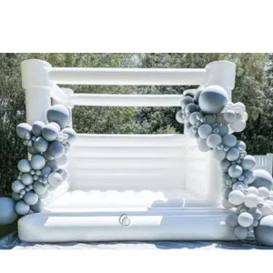 Castillo Inflable Blanco para Bodas, Casa de Salto Inflable Blanca para Niños y Adultos