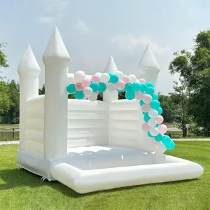 Istana Bouncy Inflatable Putih untuk Pesta, Rumah Keluarga, Istana Luar Ruangan untuk Pernikahan