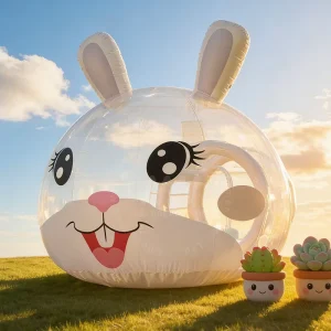 White Inflatable Bubble House Rabbit Design PVC Transparent Balloon Commercial Outdoor Indoor Bubble Tent for Kids’ Birthday