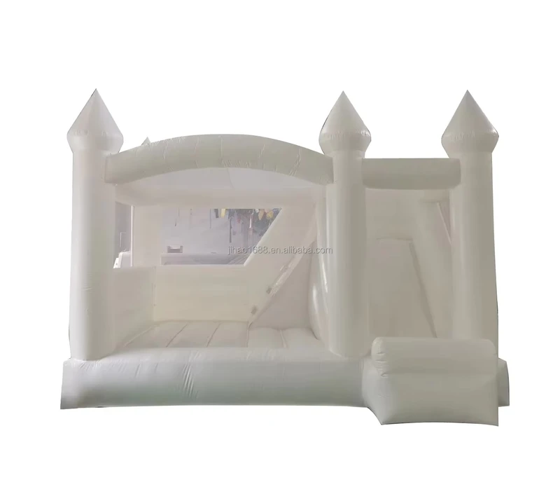 Castello Gonfiabile Bianco per Cerimonie, Castello Gonfiabile per Matrimonio con Scivolo in Vendita