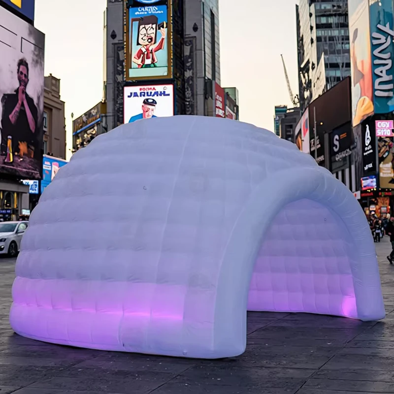 Белый надувной иглу 5м с LED подсветкой, надувной купольный шатер