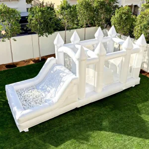 White Inflatable Obstacle Course Commercial Inflatable Jumping Castle With Slide Ball Pit Obstacle Course Inflatable