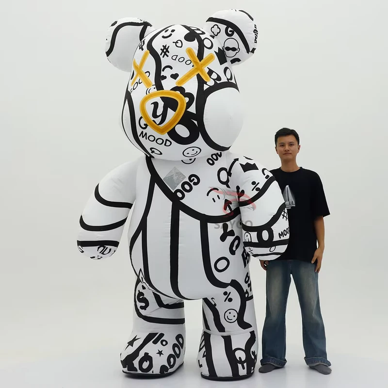 White Inflatable Violent Bear Mascot Performance Costume Large Sized Inflatable Bear Festival Atmosphere Props