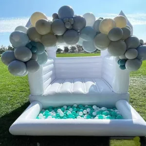 White Inflatable Wedding Bounce Castle with Mini Ocean Pool