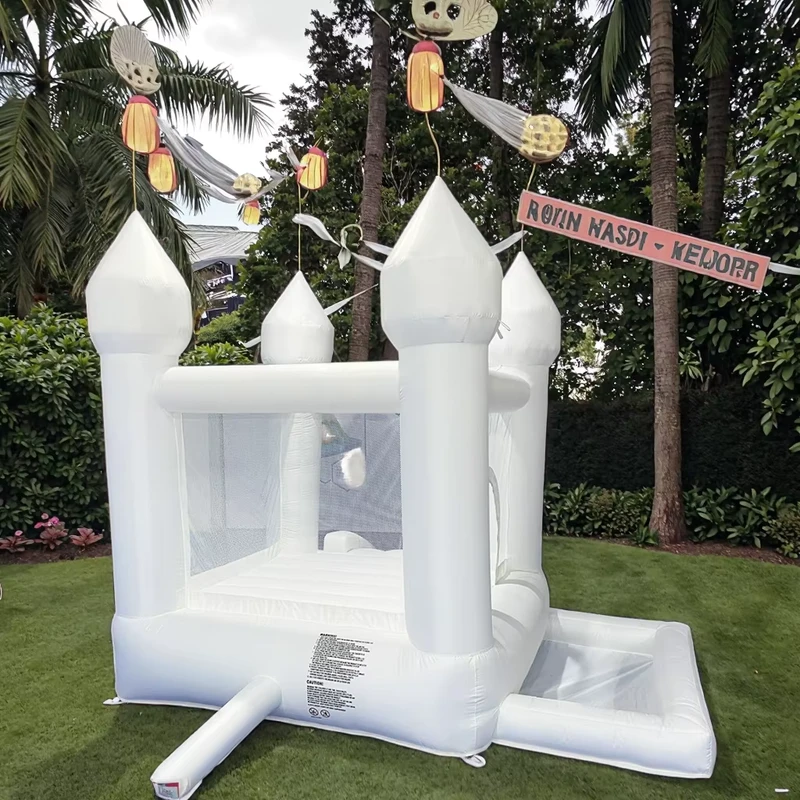 Kastil Mini Inflatable Putih untuk Hiburan Pernikahan Indoor/Outdoor dan Mainan Anak