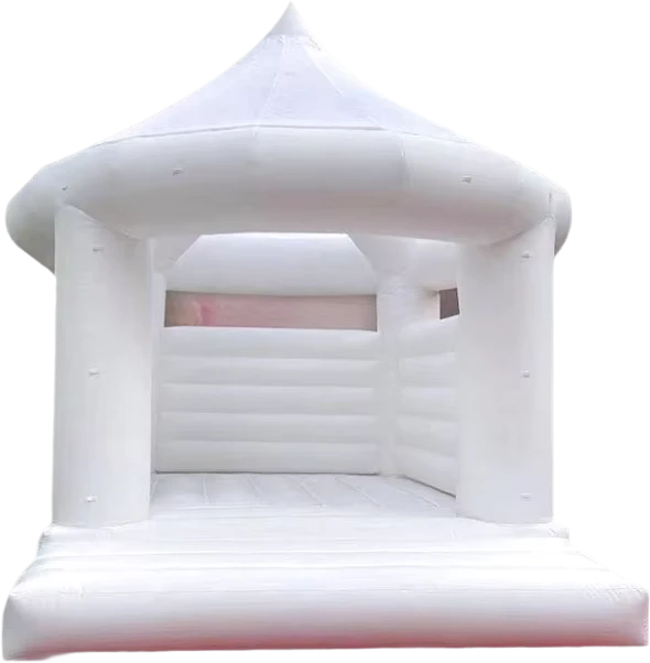 Castello Gonfiabile Bianco in PVC per Noleggio per Feste all'Aperto, Tema Matrimonio, Castello Gonfiabile con Soffiatore