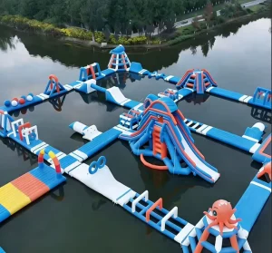 White PVC Inflatable Obstacle Course Commercial Water Park Outdoor Game for Party Rental Equipment with 150kg