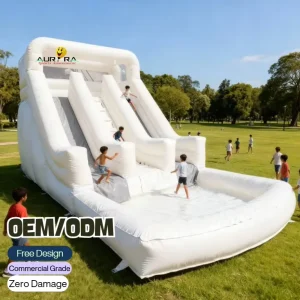 Cầu trượt nước PVC trắng bơm hơi cho công viên giải trí và trung tâm thương mại, trực tiếp từ nhà sản xuất