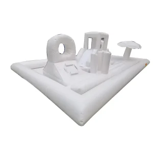 Equipo de Juego Inflable Suave Unisex de PVC Blanco Tobogán de Agua Curso de Obstáculos para Niños en Interiores