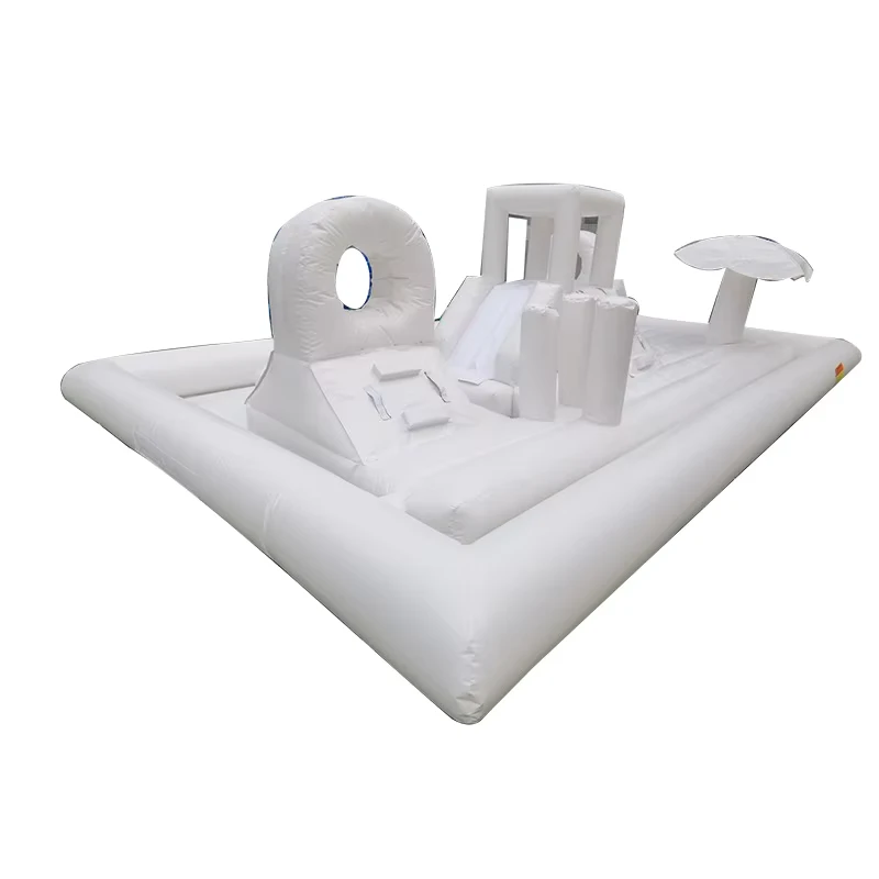 Équipement de jeu gonflable extérieur unisexe en PVC blanc, toboggan aquatique, parcours d'obstacles pour enfants en intérieur