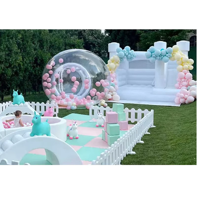 Maison gonflable de fête blanche, 3M/4M de diamètre, igloo en cristal transparent, tente de montgolfière