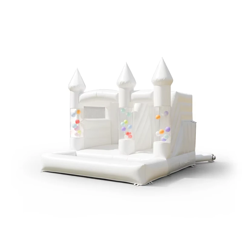 Witte roze bruiloft feest springkasteel bounce house commercieel PVC opblaasbare bouncer glijbaan 3 jaar garantie