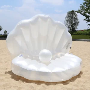 White Seashell Swimming Float Bed Inflatable Water Sports Lazy Lounge Inflatable Pool Floats