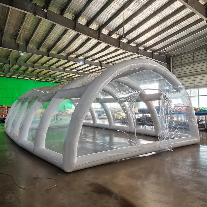 White Waterproof Swimming Pool Cover Inflatable Clear Dome Tent Inflatable Pool Cover Tent