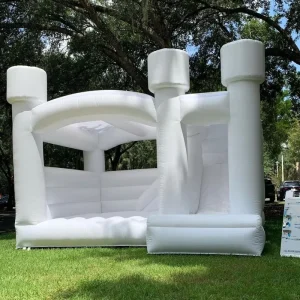 Maison gonflable de mariage blanche personnalisée, petit château gonflable pour enfants avec toboggan, château de saut gonflable